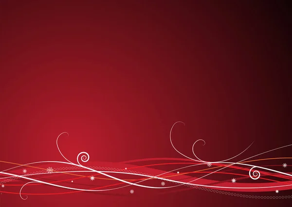 Fond Rouge Noël Composition Lignes Courbes Flocons Neige Idéal Pour — Image vectorielle