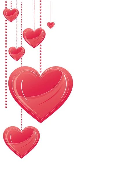 Cuori Vettoriali Dettagliati Lucidi Decorazioni San Valentino Striscioni Bottoni Carte — Vettoriale Stock