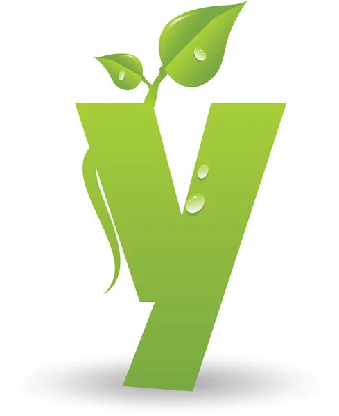 Una Letra Vectorial Alfabeto Floral Verde Aislado Sobre Fondo Blanco — Archivo Imágenes Vectoriales