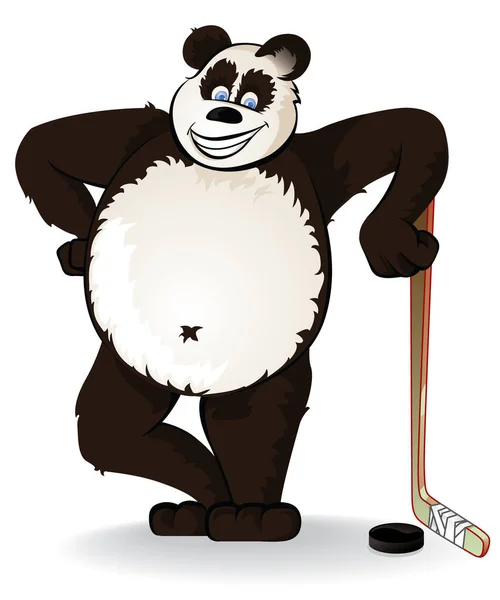 Vector Illustration Hockey Mascot Panda — Stock Vector