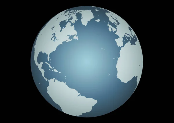 Атлантический Океан Vector Точная Карта Северной Атлантики Нанесли Глобус Включая — стоковый вектор