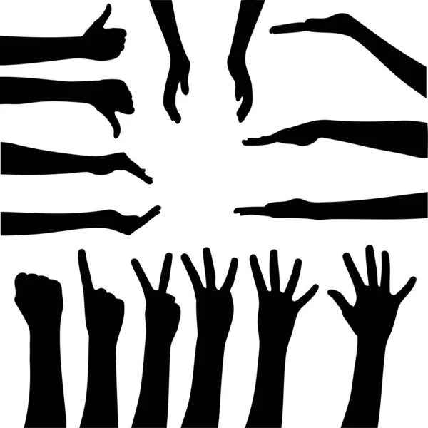 手の形をしたベクトルセット — ストックベクタ