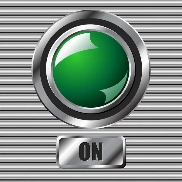 Verde Interface Botão Redondo Sobre Superfície Metálica — Vetor de Stock