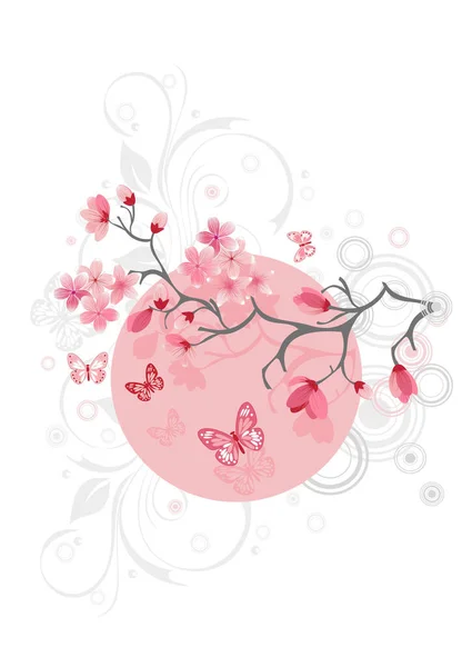 Cherry Blossom Immagine Sfondo Illustrazione Colori — Vettoriale Stock