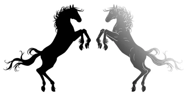 Vektor Design Eines Sich Aufbäumenden Pferdes Mit Details Und Einfachen — Stockvektor