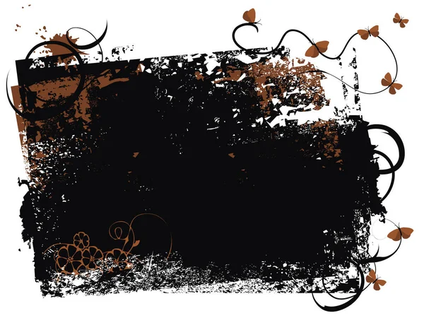 Grunge Fond Floral Avec Tourbillons Éléments Naturels — Image vectorielle