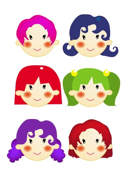 女の子の髪のスタイル ベクトル イラストのシリーズ — ストックベクタ