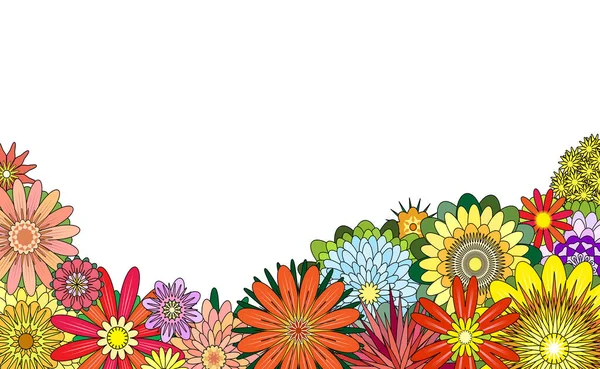 各种彩色花卉的可编辑矢量前景 — 图库矢量图片