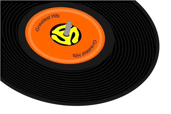 Schwarze Fünfundvierzigjährige Platte Mit Orangefarbenem Label — Stockvektor