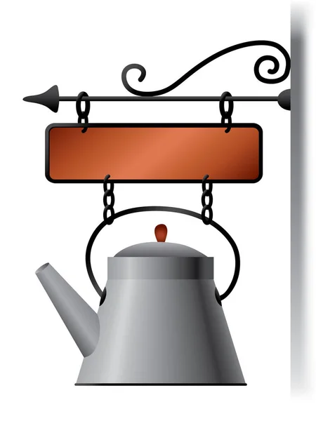 Letrero Metálico Para Marca Con Hervidor Metálico — Archivo Imágenes Vectoriales