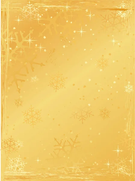 雪のフレークとグランジ要素とゴールデンクリスマスの背景 全球色及び線形成分の使用 — ストックベクタ
