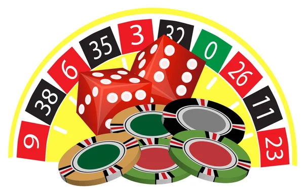 赌场元素图像 彩色插图 — 图库矢量图片
