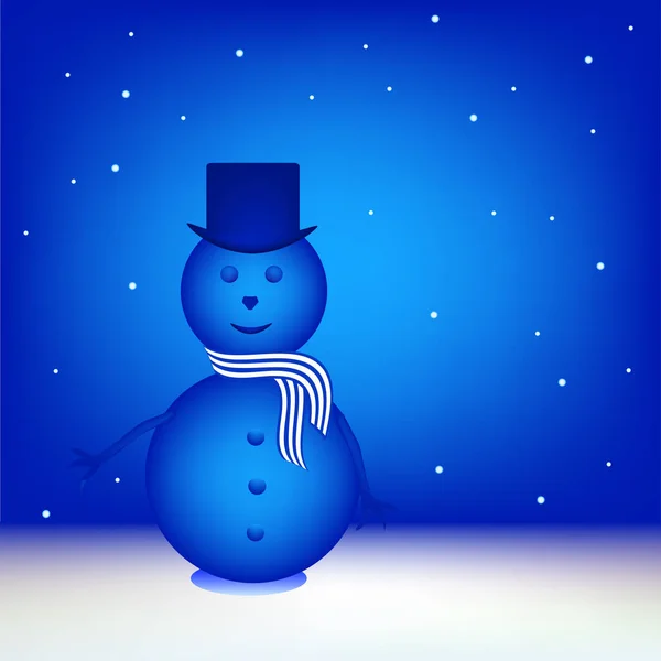 Векторная Иллюстрация Синего Снеговика Фоне Снежной Сцены — стоковый вектор