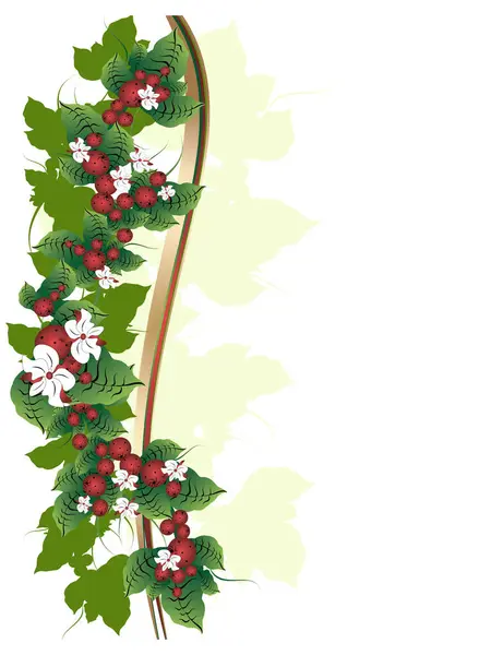 白色背景 花朵装饰和浆果 — 图库矢量图片
