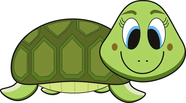 Vektor Karikatur Einer Grünen Schildkröte — Stockvektor