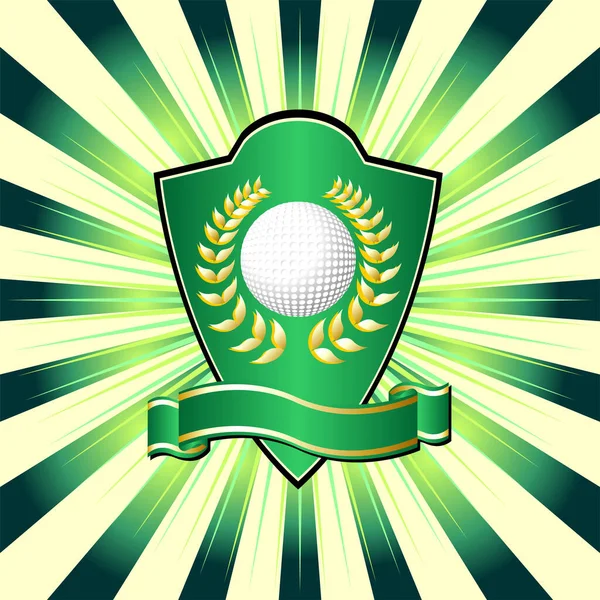 Golf Téma Štít Nad Barevné Pruhované Pozadí — Stockový vektor