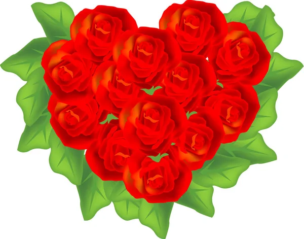 Ilustración Vectorial Para Una Forma Amor Ramo Rosas — Vector de stock