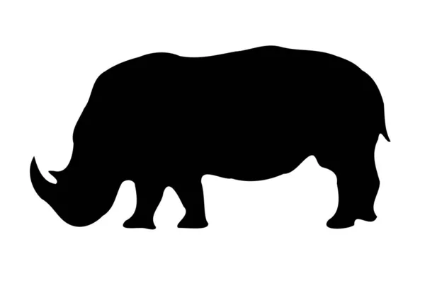 Izolovaná Silueta Nosorožce Bílém — Stockový vektor