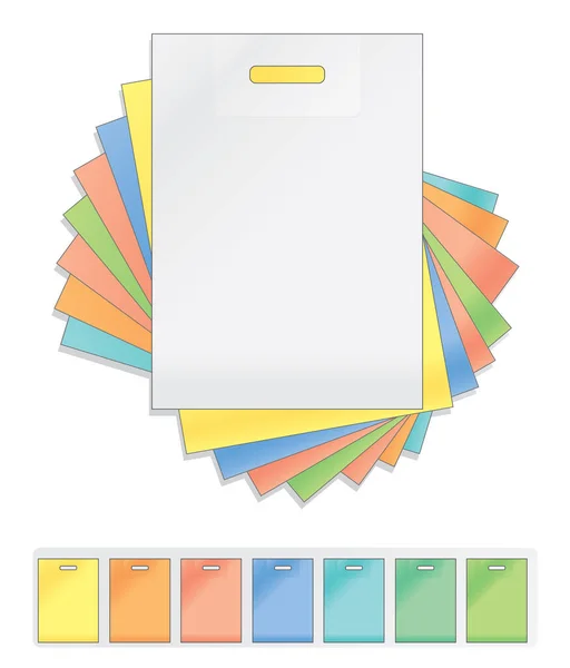 Paquetes Compras Simples Plástico Para Variación Multicolor — Archivo Imágenes Vectoriales