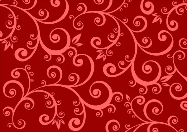 Éléments Floraux Ornés Rouge Sur Fond Rouge Foncé — Image vectorielle