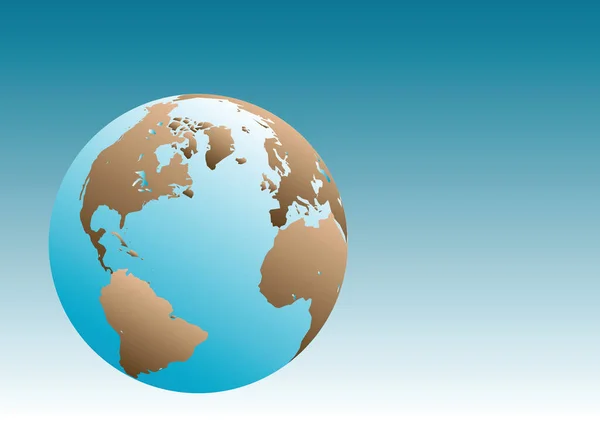 Earth Globe Ilustrace Modrým Gradientem Pozadí — Stockový vektor