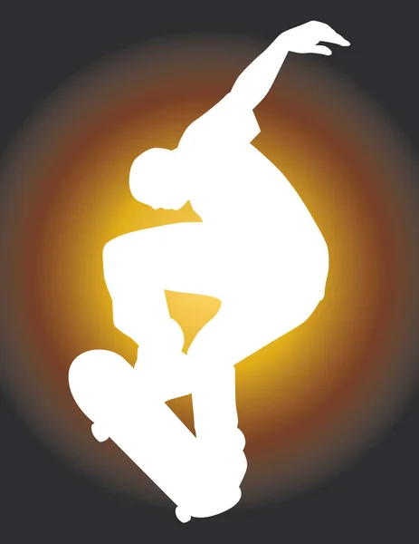 Skater Vector Silhouette Ollieing 행동큰 — 스톡 벡터