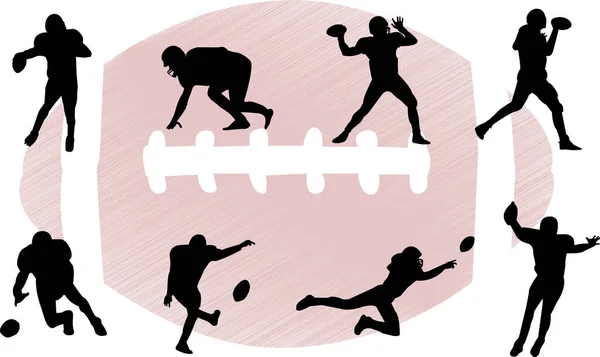 Силуэты Играющие Футбол Мяч Заднем Плане Каждый Которых Можно Использовать — стоковый вектор