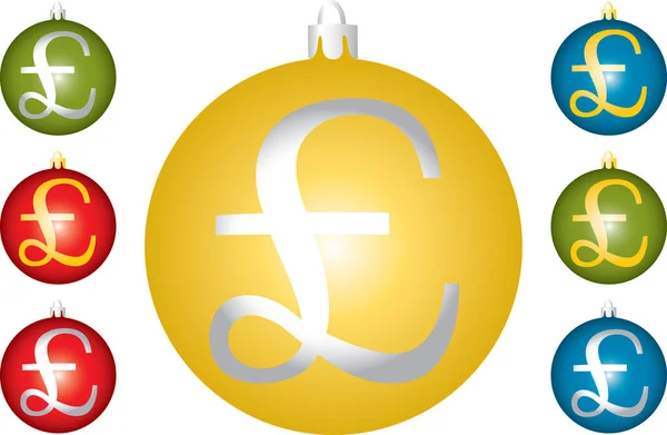 Kerstballen Met Een Symbool Van Pond Een Vectorillustratie Cmyk Modus — Stockvector