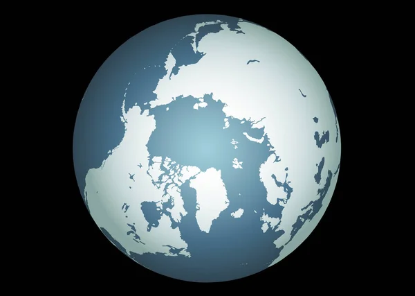 ベクトル 北極の正確な地図 地球上に地図を グリーンランド アイスランド バフィン島 および極東の他のすべての島が含まれています — ストックベクタ