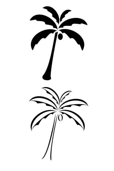 Svart Stam Palm Träd Tatuering — Stock vektor