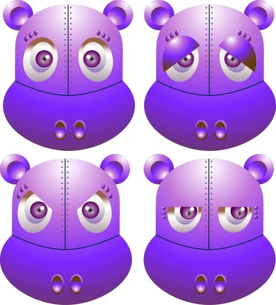 Illustration Vectorielle Pour Robot Hippopotame Avec Émotion Expression — Image vectorielle