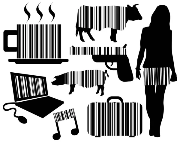 Editable Vector Illustrations Objects Integrated Barcodes — Stock Vector
