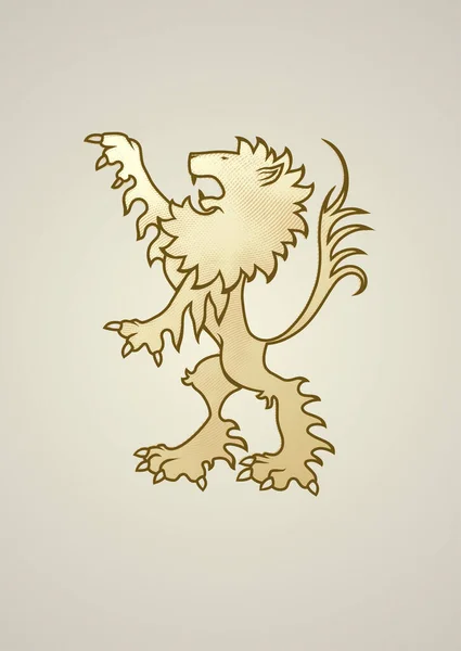 古代の紋章ライオン 一人で立っているか何かを持っているようだ コピー ペースト リフレクトと2ライオンはバナーを保持することができます — ストックベクタ