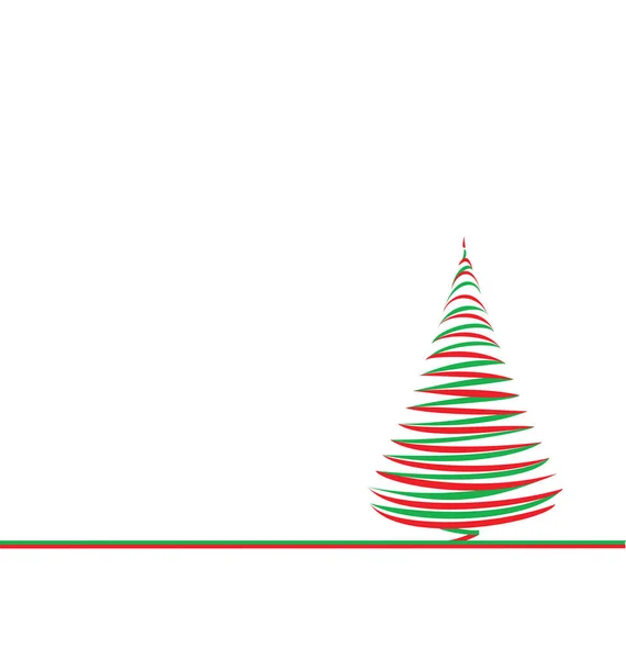 緑と赤の線で抽象的なクリスマスツリー — ストックベクタ