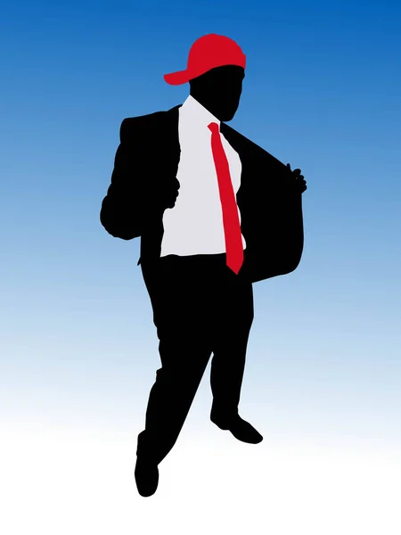 グラデーションの背景に帽子をかぶったスタイリッシュな男 — ストックベクタ