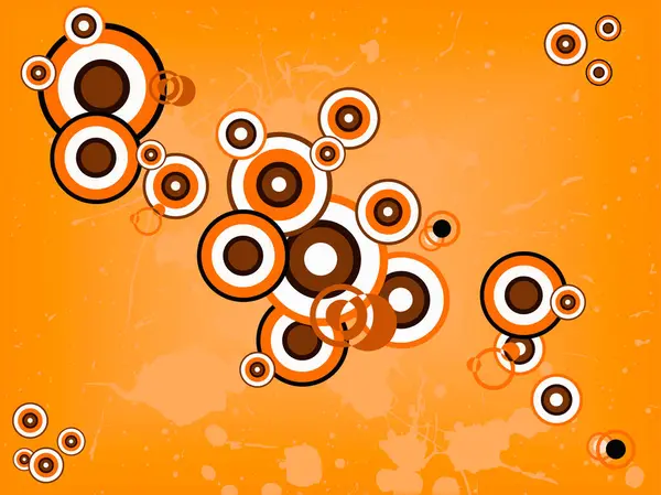 Orange Retro Circles Grunge Splattered Backgroun — Stock Vector
