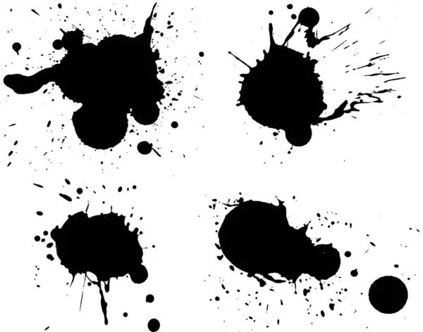 Black Splats Фон Прозрачен Можно Наложить Другие Части Изображения — стоковый вектор