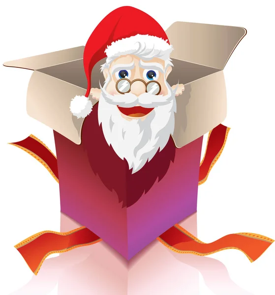 Santa Clous Box Obrázek Barevné Ilustrace — Stockový vektor