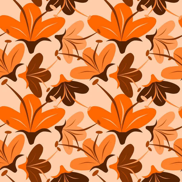 Απρόσκοπτη Πορτοκαλί Λουλούδι Εικόνα Εικονογράφηση Χρώμα — Διανυσματικό Αρχείο