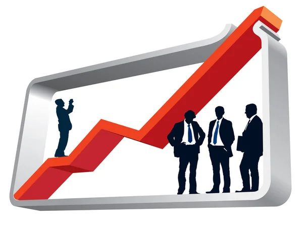 Geschäftsleute Stehen Einer Großen Graphik Begriffliche Geschäftsillustration — Stockvektor