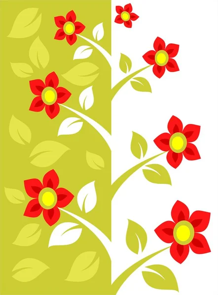 Rode Bloemen Patroon Een Witte Achtergrond — Stockvector