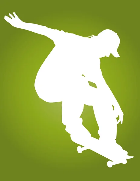 Skater Διανυσματική Σιλουέτα Τραβώντας Ένα Phat Ollie — Διανυσματικό Αρχείο