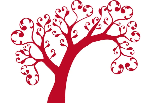 Ornamental Tree Heart Swirls — Stock Vector