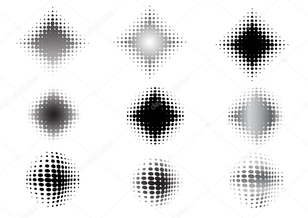 9 Circular graphic fade elements - Transparent vector can be overlaid on other backgrounds or graphic elements