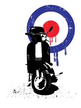 Mod işaretli Retro Scooter. Kolay düzenleme için katmanlı ve gruplandırılmış