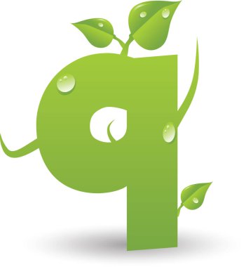 Beyaz arkaplanda izole edilmiş yeşil çiçek alfabesinden bir vektör harfi