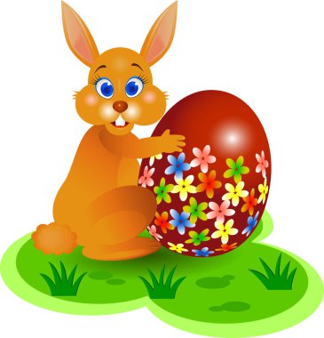 Ester tavşan resmi - renk illüstrasyonu