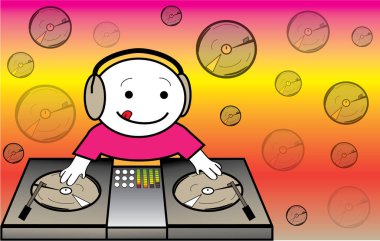 Şirin disk jokeyinin vektör illüstrasyonu