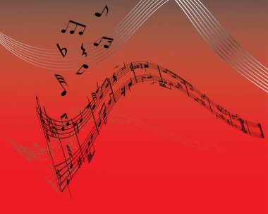 Farklı notalar ve satırlarla soyut müzik arkaplanı
