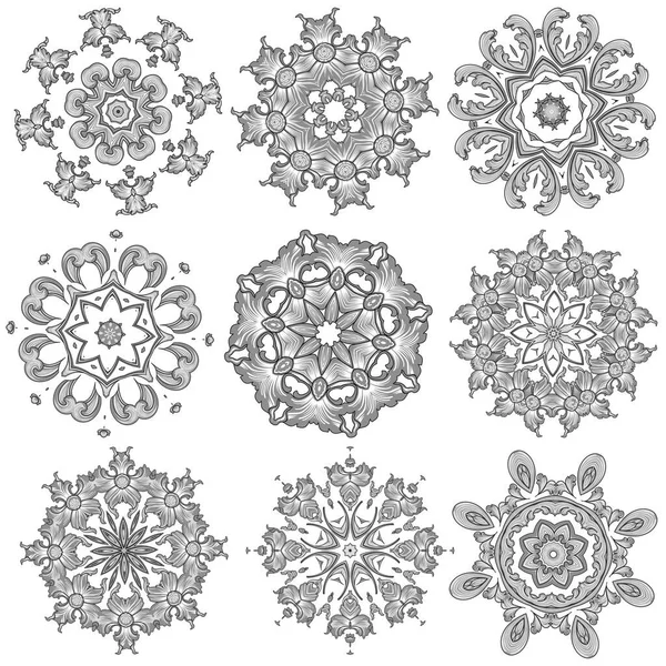 Collection Motifs Broderie Florale — Image vectorielle